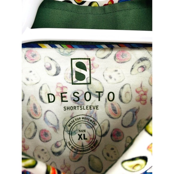 Desoto Mens Avocado Veggie Print Short Sleeve Collared Button Up Shirt Size XL - Picture 7 of 9